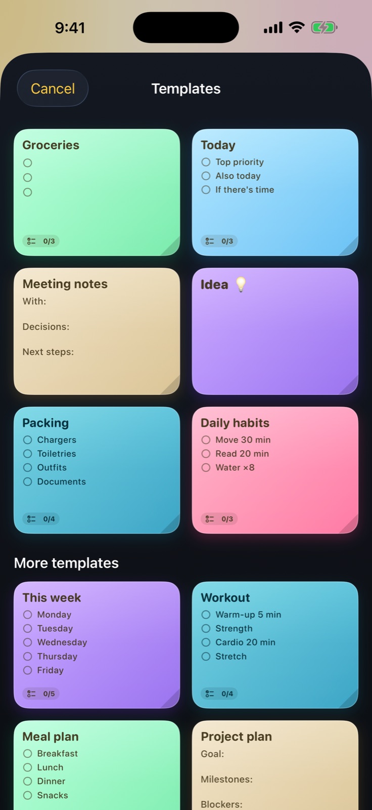 Peel templates